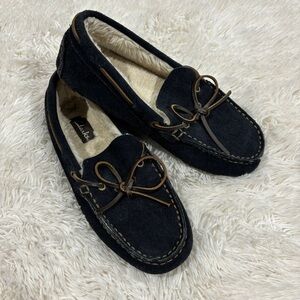 Clarks Mens blue Suede Faux Fur Lined Slippers Size 7